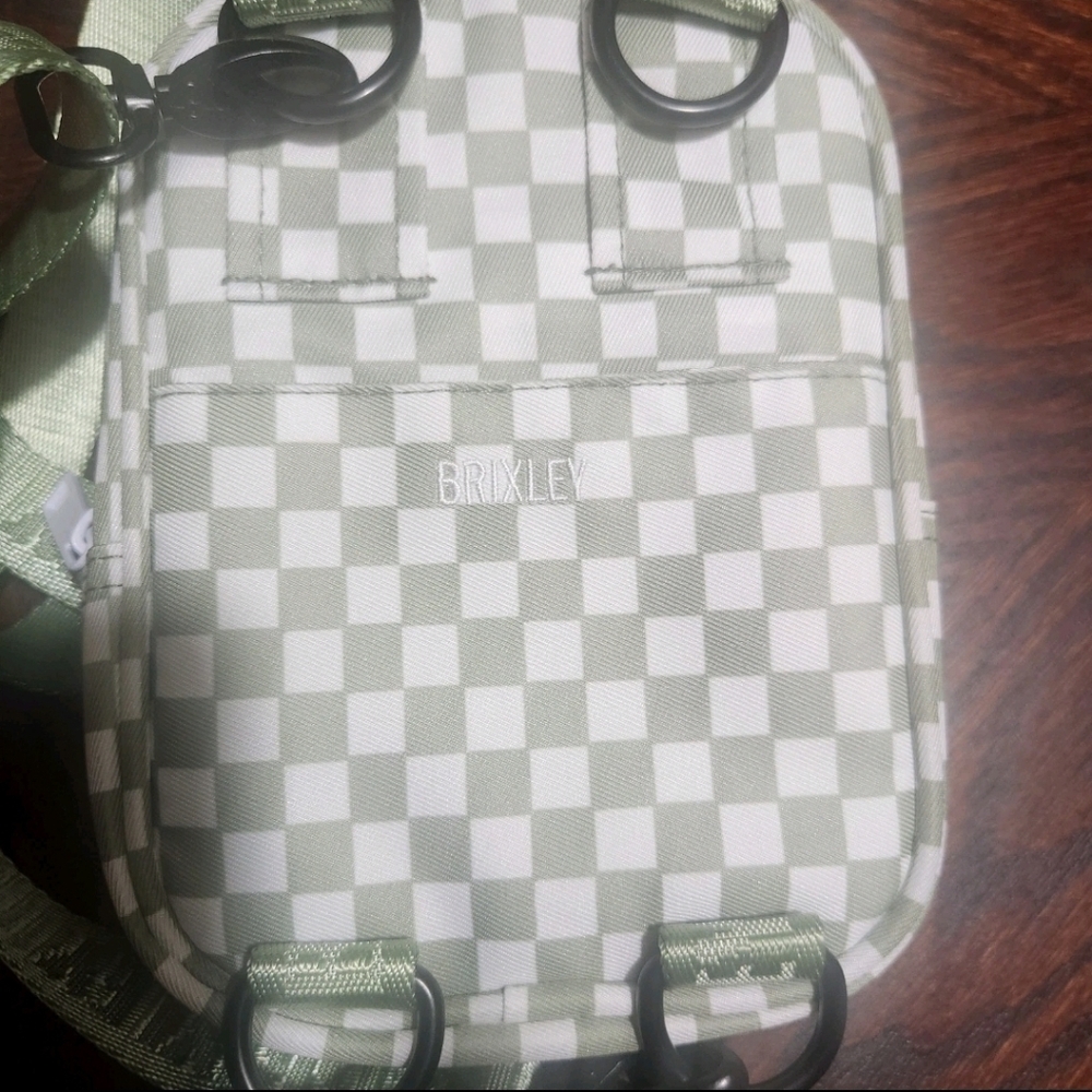 Brixley Small Green/ White Checkered Crossbody Bag with Built-In Card Holder - Picture 6 of 10